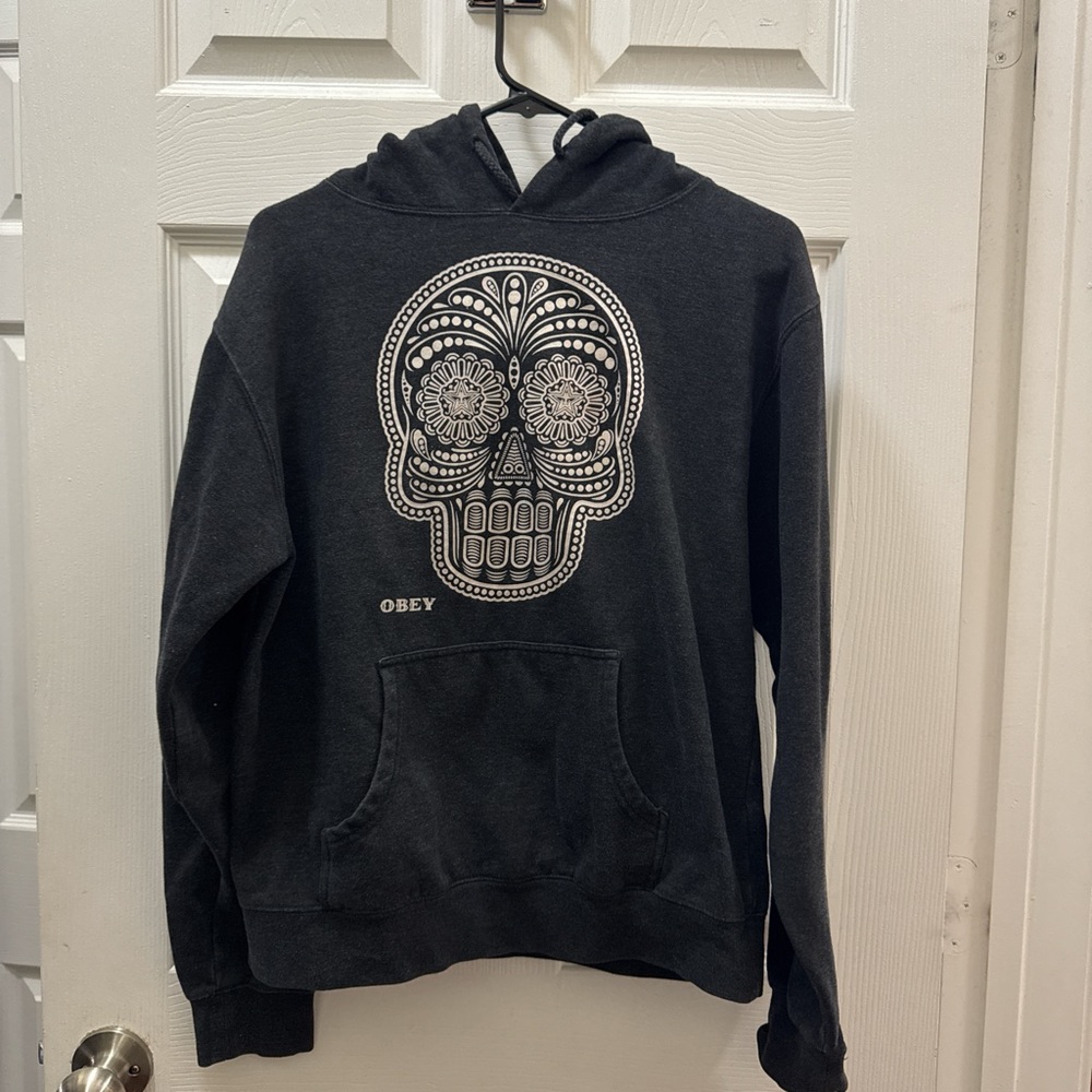 Obey Black Skull Graphic Youth Hoodie